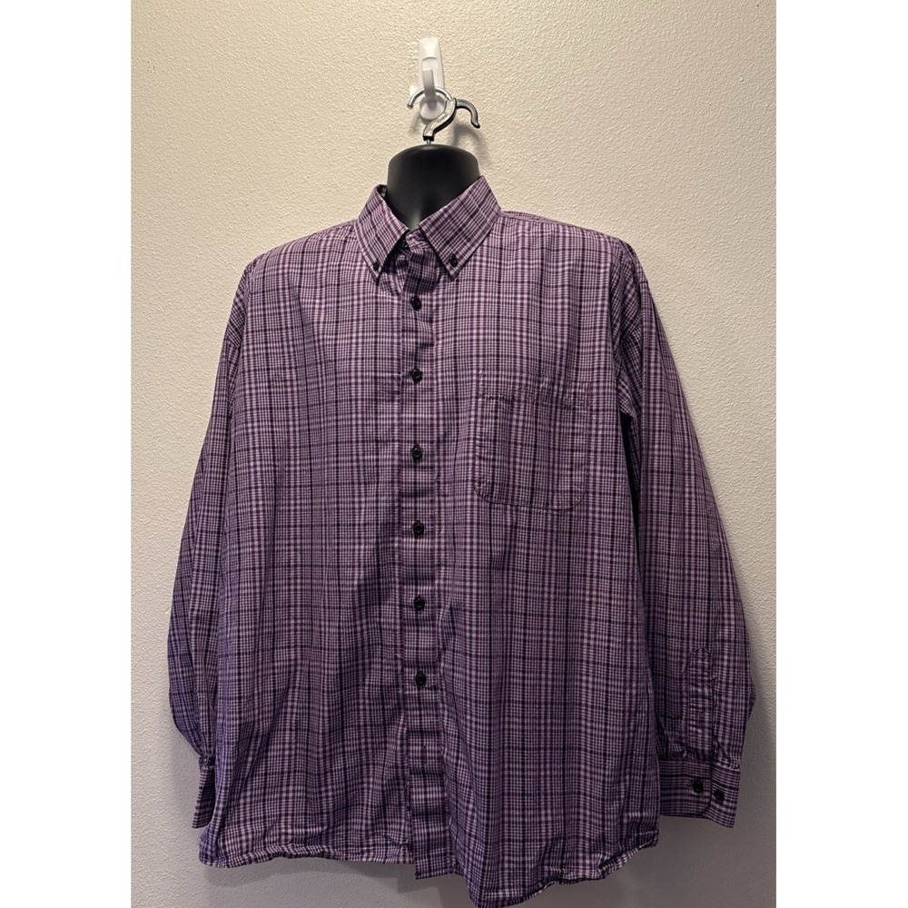 Panhandle Shirt Mens‎ XL Purple Gray Plaid Long Sleeve Button Up